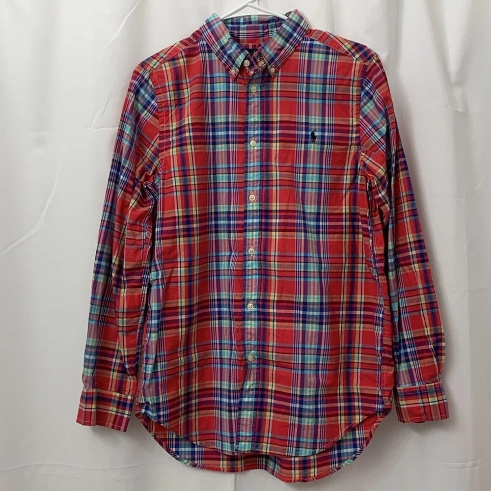 Ralph Lauren Boys XL 18-20 Red Plaid Button Down Shirt Long Sleeve